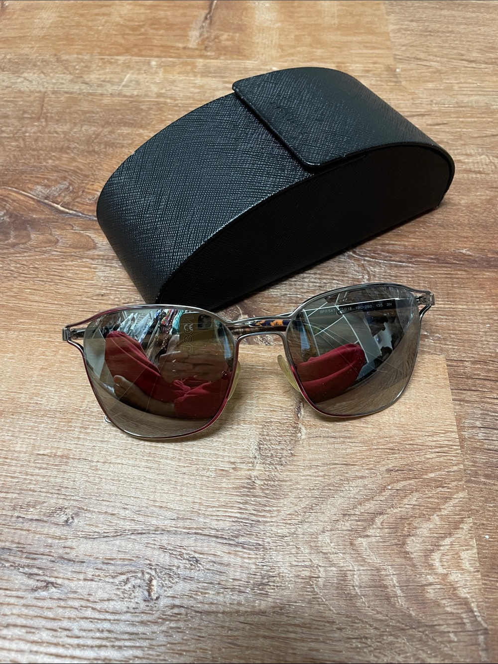 Prada Women's Silver & Tortoiseshell Sunglasses with Mirrored Lenses